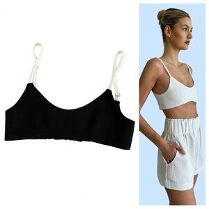 Kimberly Taylor Hailey Bralette Size S Black White Colorblock Crop Top Minimal